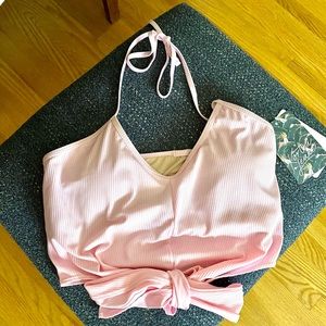 Kortni Jean Ribbed Tied-Up Top